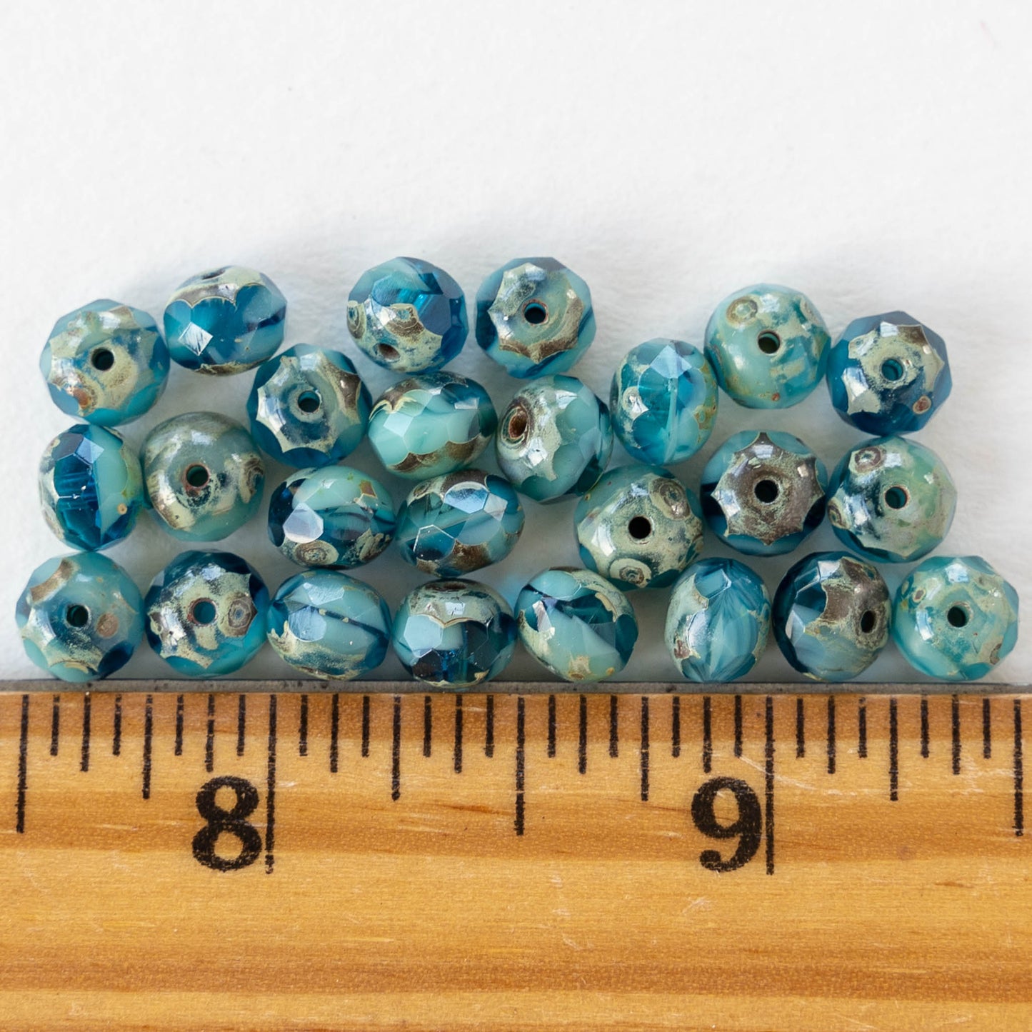 5x7mm Rondelle - Turquoise Blue Picasso Mix - 25 Beads