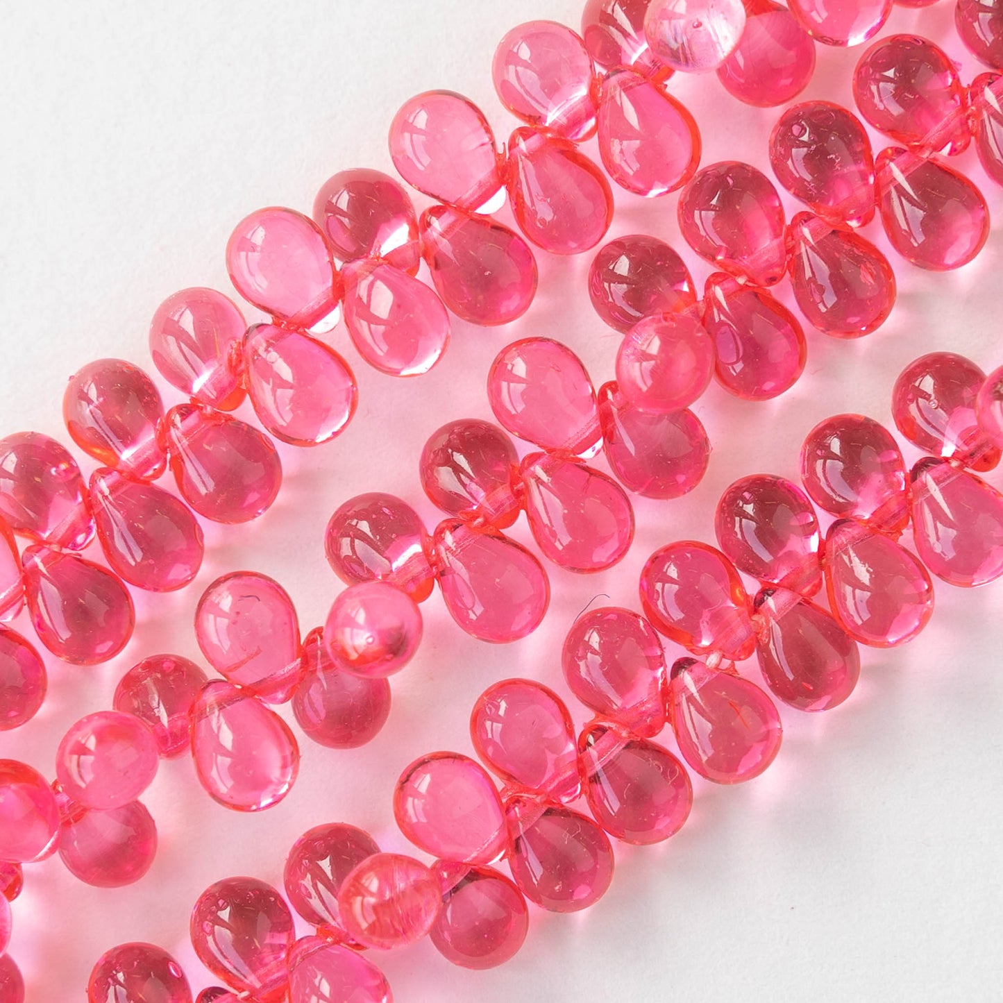 5x7mm Glass Teardrop Beads - Pinky Pink - 75 beads