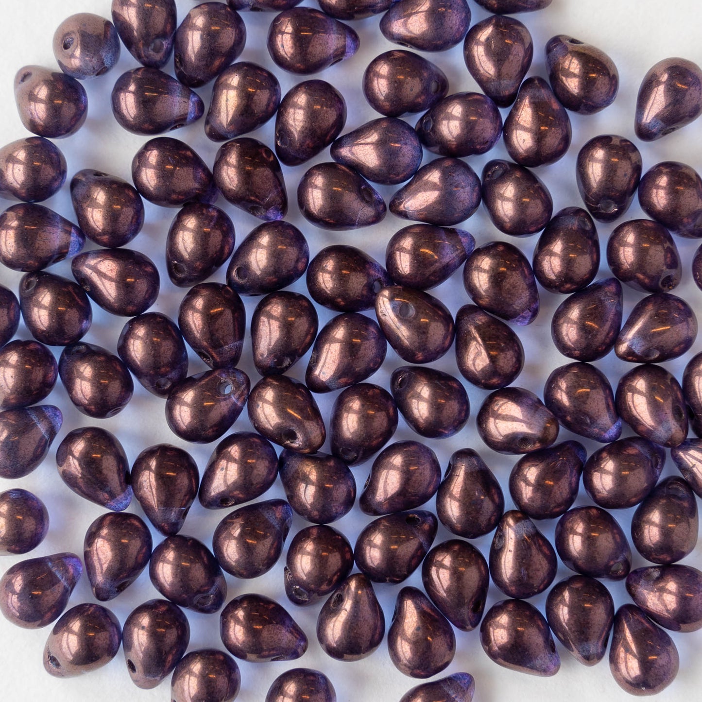 5x7mm Glass Teardrop Beads - Purple Luster - 50 beads