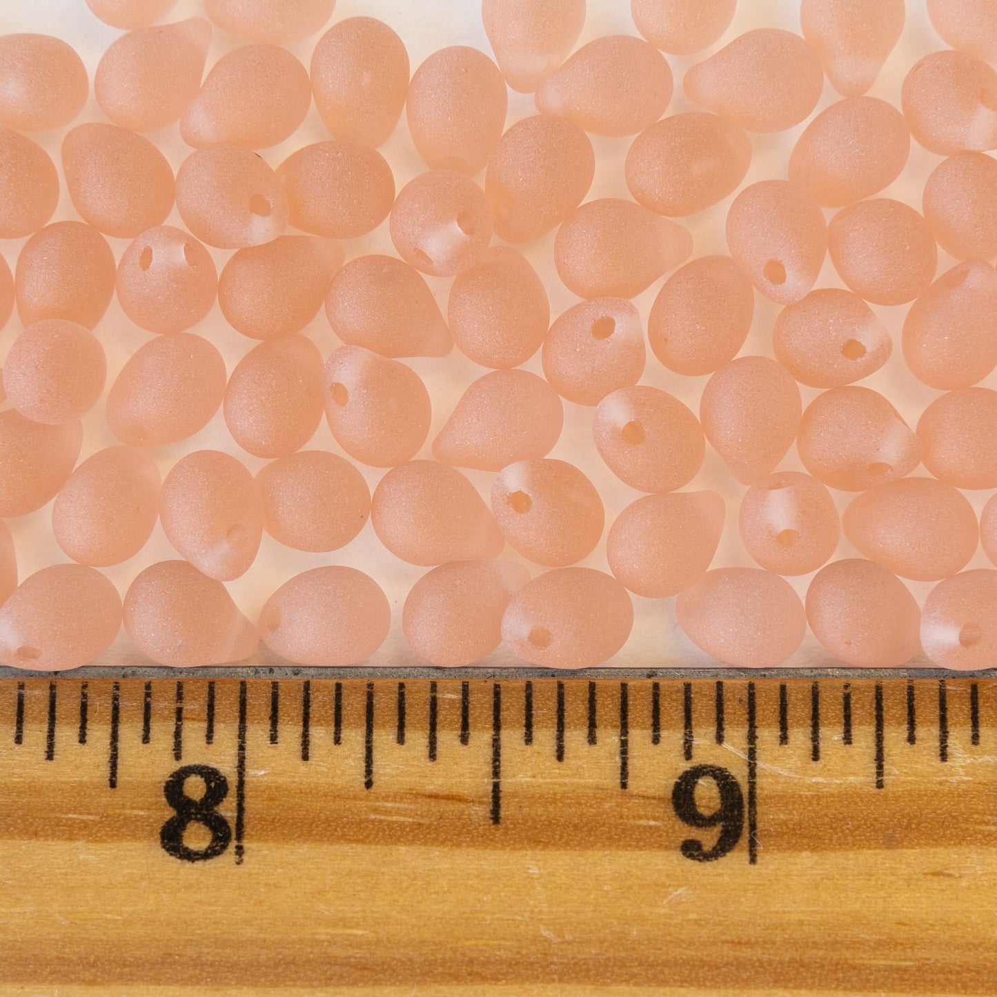 5x7mm Glass Teardrop Beads - Matte Rosaline - 120 Beads