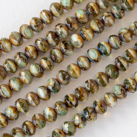 Load image into Gallery viewer, 5x7mm Rondelle Beads - Green Brown Mix -  23 Beads
