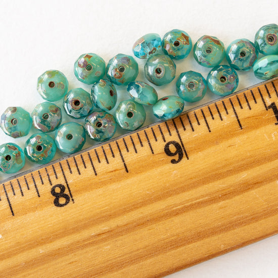 5x7mm Rondelle Beads - Blue Turquoise Mix-  25 Beads