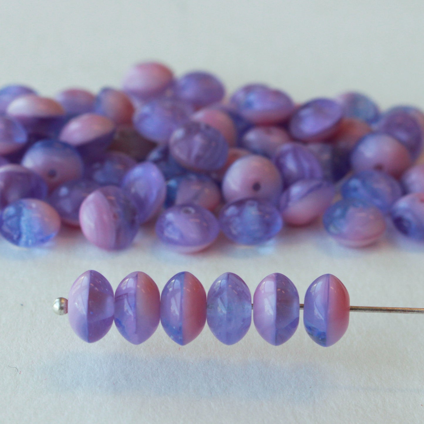 5x8mm Saucer Bead - Lavender Pink Mix - 60 Beads