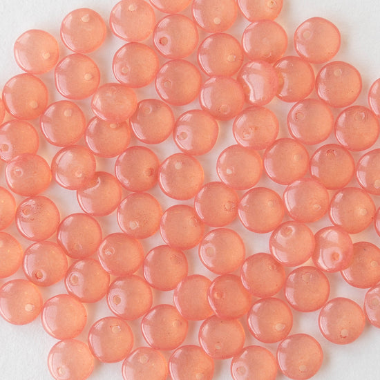 6mm Lentil Beads - Opaline Pink Rose - 100