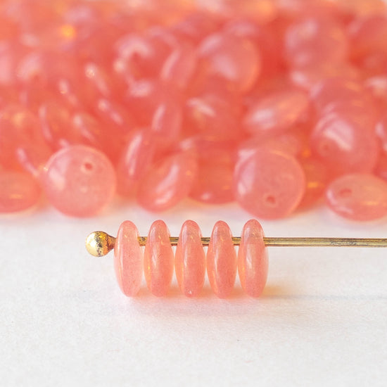 6mm Lentil Beads - Opaline Pink Rose - 100