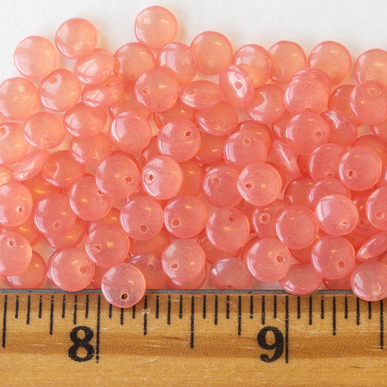 6mm Lentil Beads - Opaline Pink Rose - 100