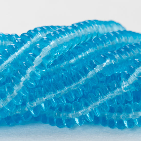 6mm Rondelle Beads - Aqua Blue - 100 Beads