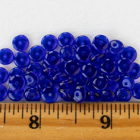 6mm Rondelle Beads - Cobalt  - 100 Beads