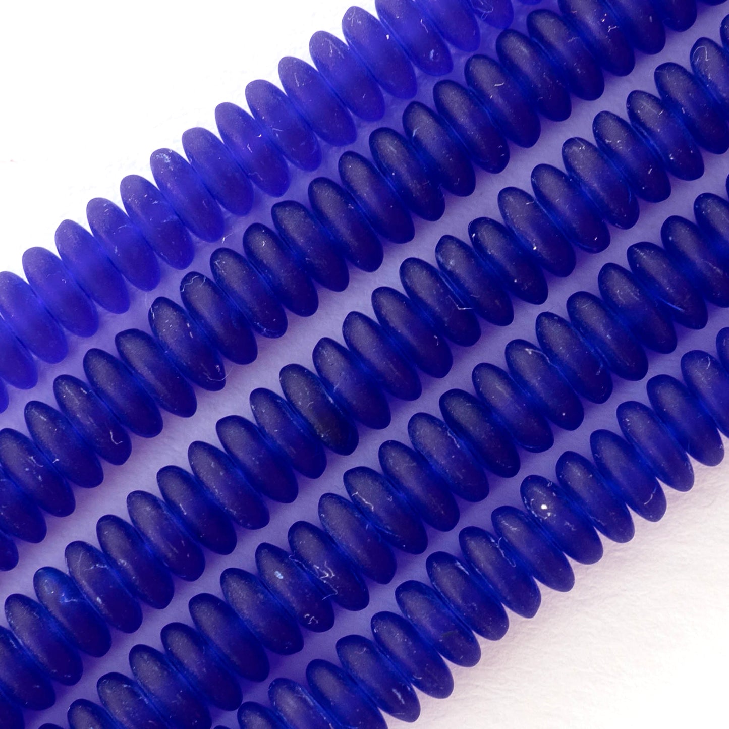 Load image into Gallery viewer, 6mm Frosted Glass Rondelle - Matte Cobalt Blue - 100 Beads
