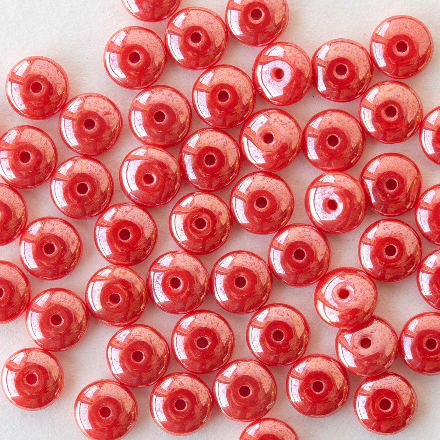 Red Glass Bead Assortment. 50 Gram Mix of Red Czech and Chinese