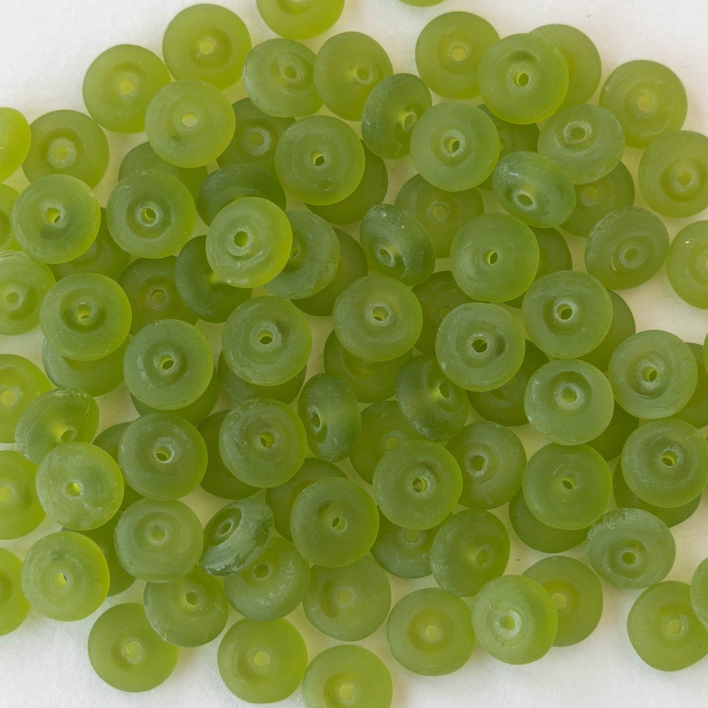 6mm Rondelle Beads - Lime Green Matte - 100 Beads