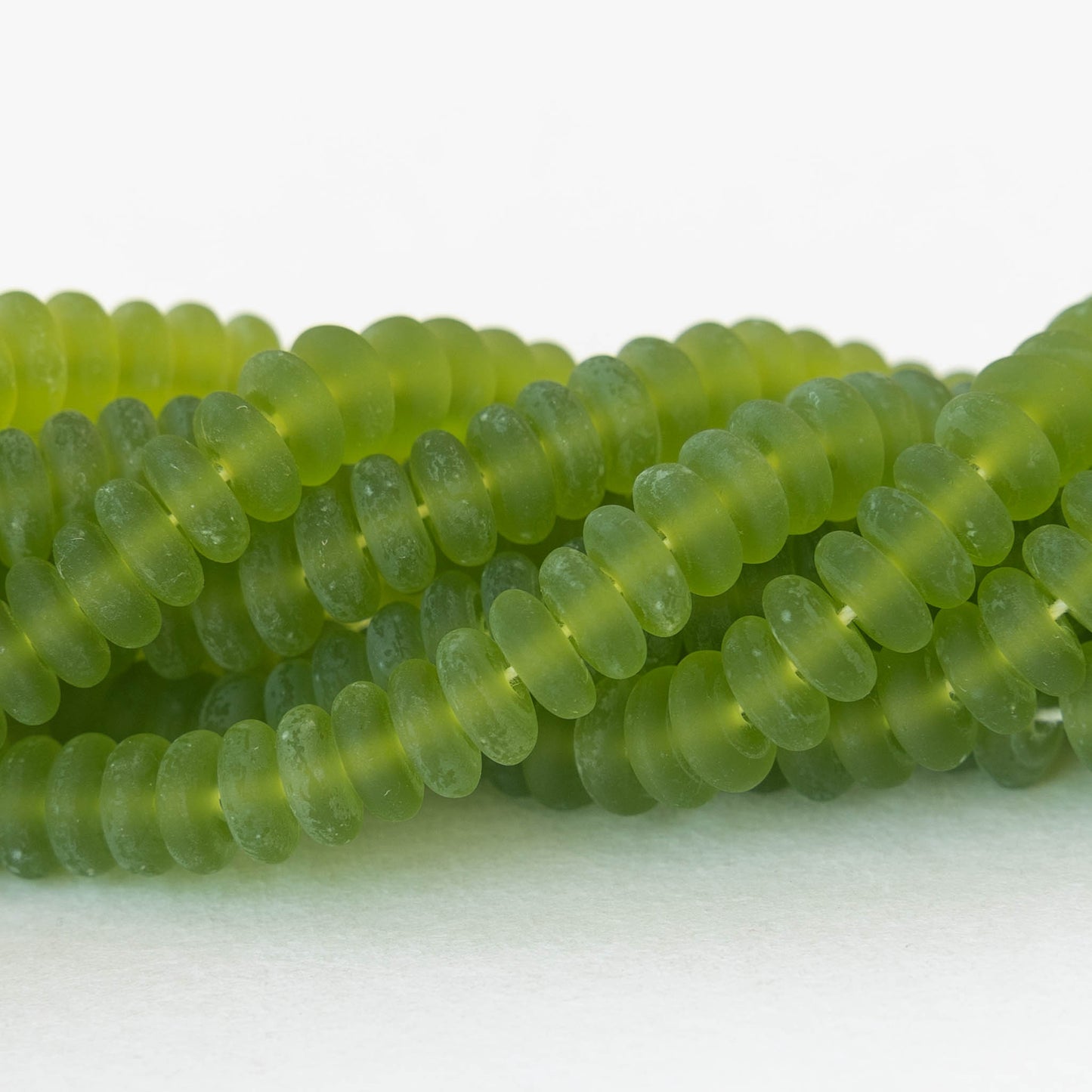 6mm Rondelle Beads - Lime Green Matte - 100 Beads
