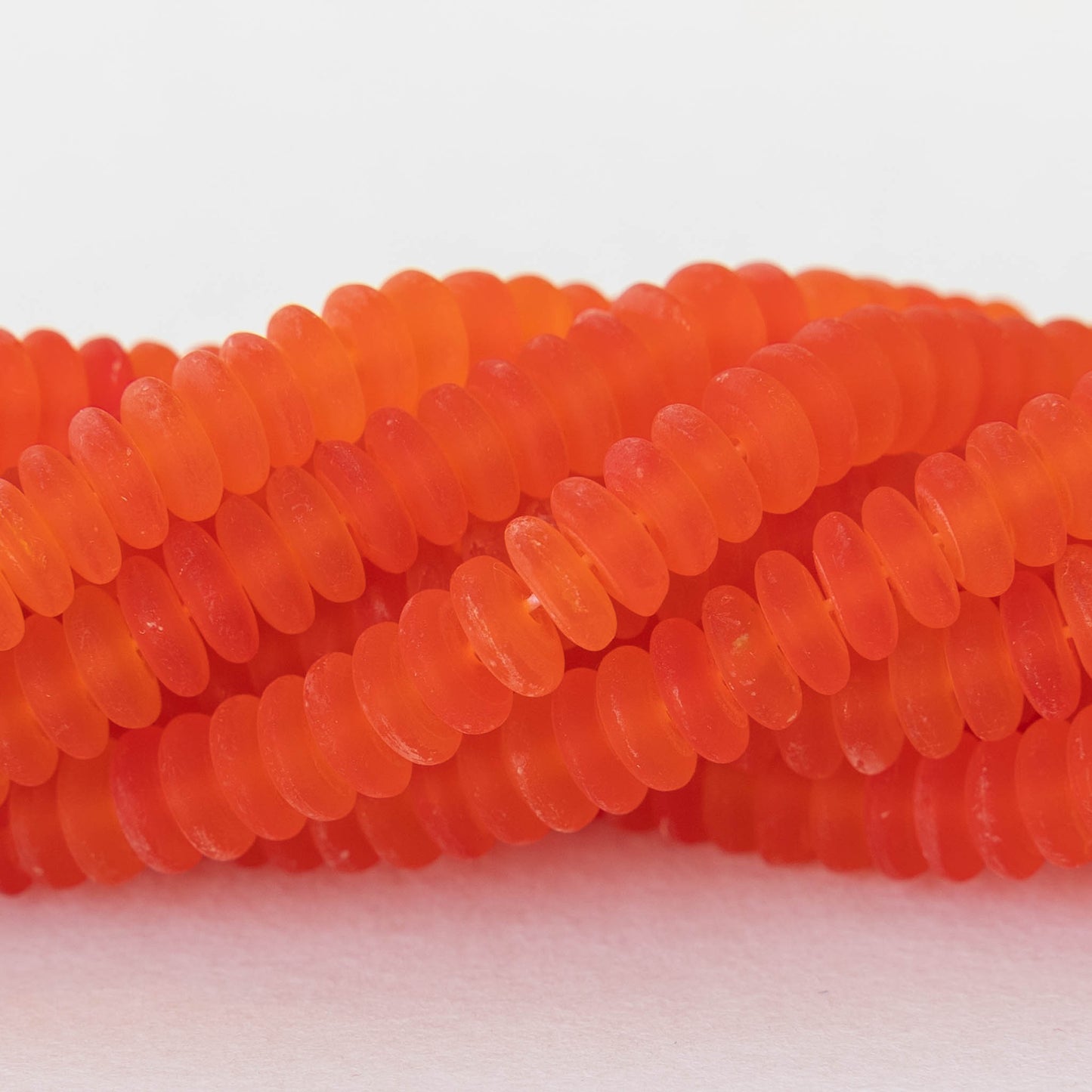 6mm Rondelle Beads - Orange Hyacinth Matte - 50 or 100 Beads