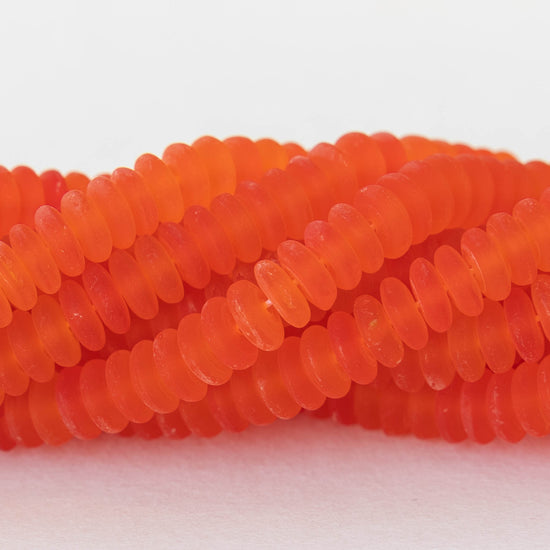 6mm Rondelle Beads - Orange Hyacinth Matte - 50 or 100 Beads