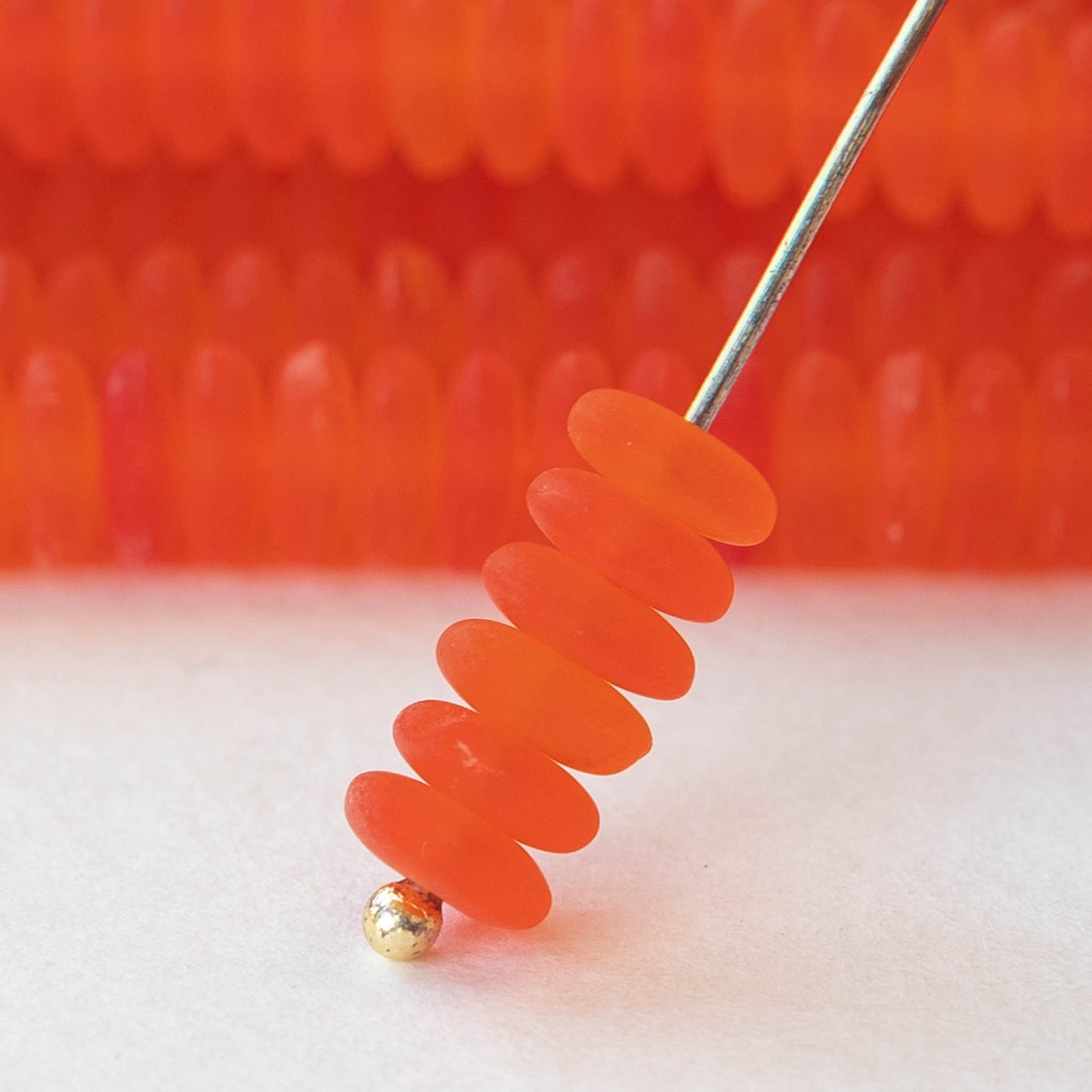 6mm Rondelle Beads - Orange Hyacinth Matte - 50 or 100 Beads