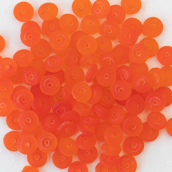 6mm Rondelle Beads - Orange Hyacinth Matte - 50 or 100 Beads