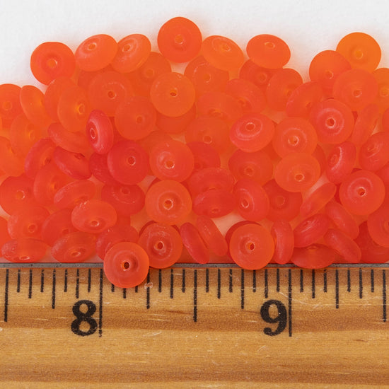 6mm Rondelle Beads - Orange Hyacinth Matte - 50 or 100 Beads