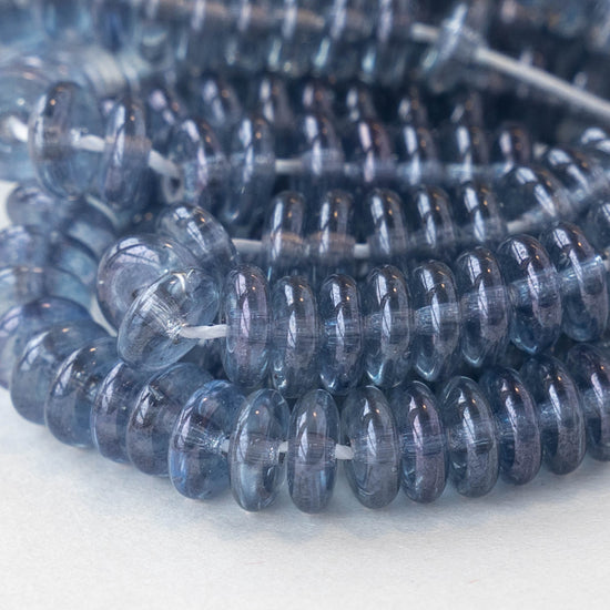 6mm Rondelle Beads - Light Slate Blue - 50 beads