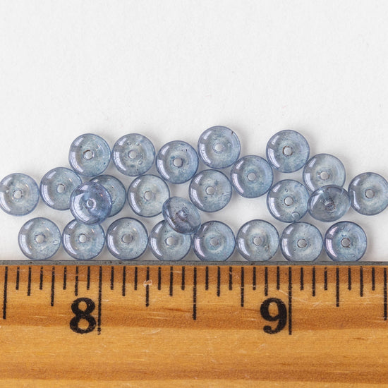 6mm Rondelle Beads - Light Slate Blue - 50 beads