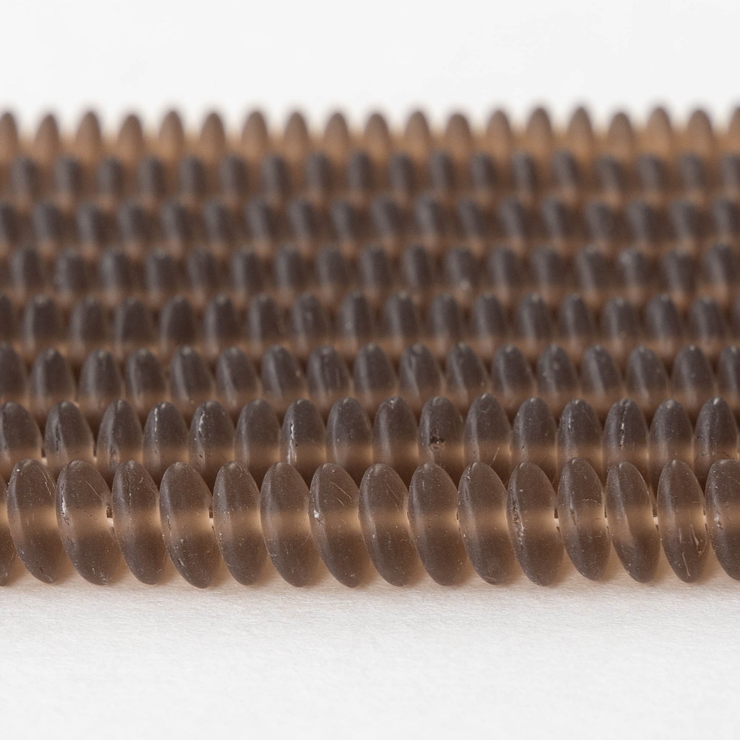 7mm Glass Rondelle - Light Matte Cappuccino Brown  - 100 beads