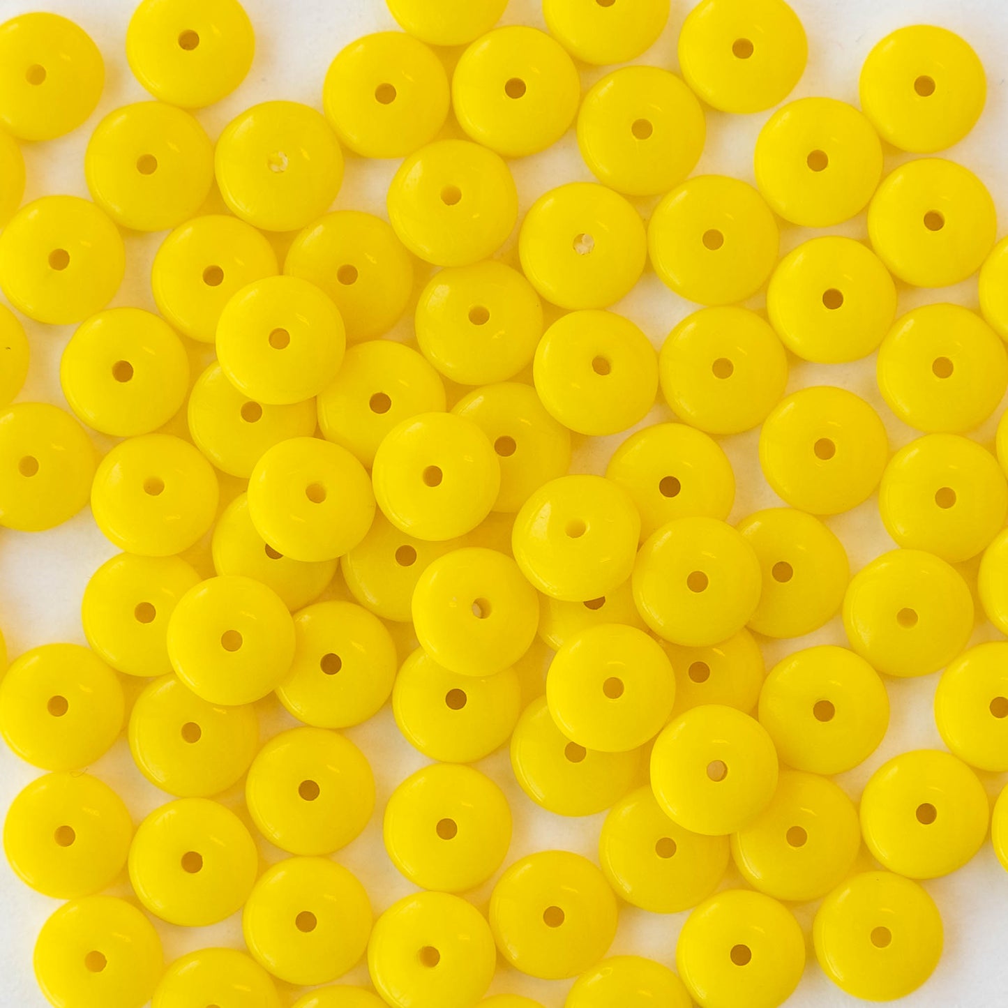 6mm Glass Rondelle Beads - Opaque Lemon Yellow - 50 Beads