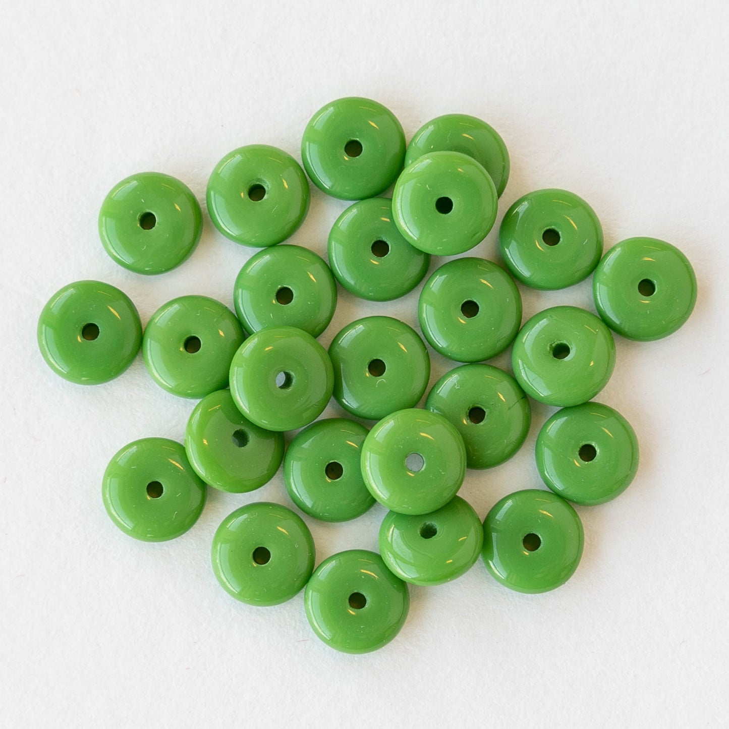 15 Beads 6mm Bright Lime Green Spacer Beads, Small Round Green