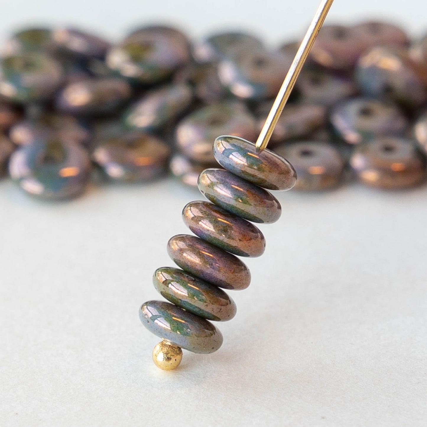 6mm Glass Rondelle Beads - Purple Bluestone - 50 Beads