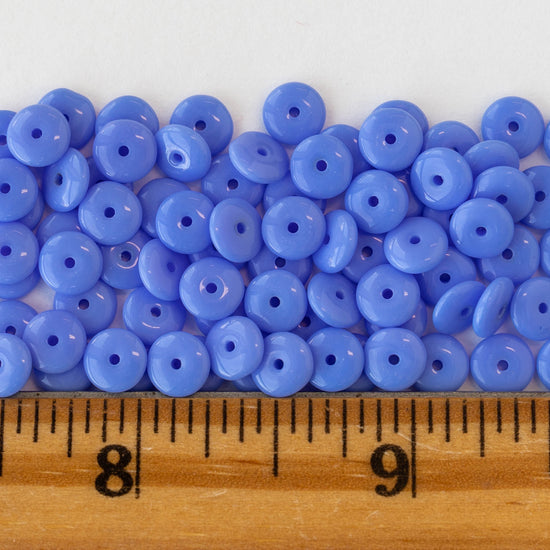 6mm Glass Rondelle Beads - Opaque Periwinkle Blue - 50 Beads