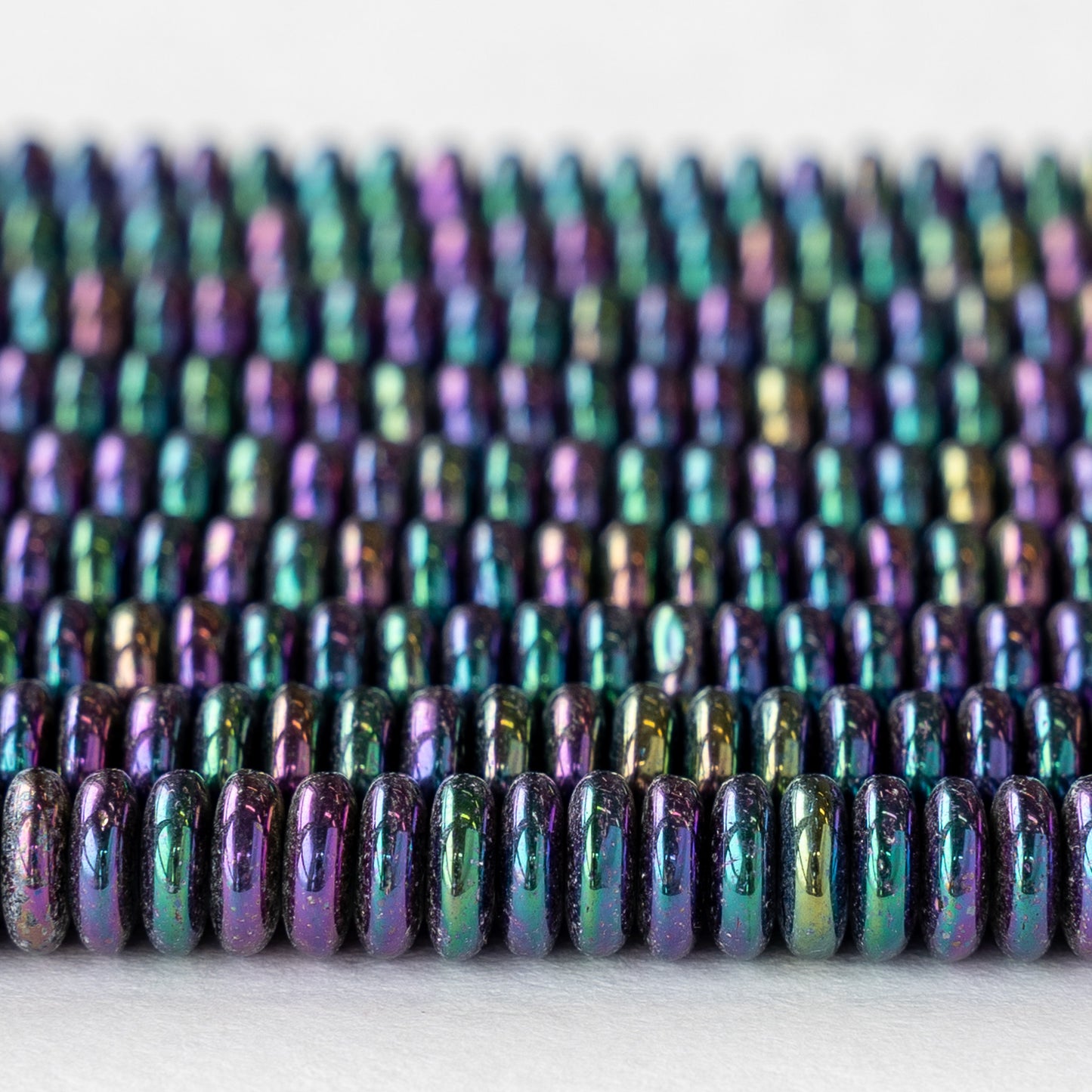 6mm Rondelle Beads - Metallic Blue Iris - 100 Beads
