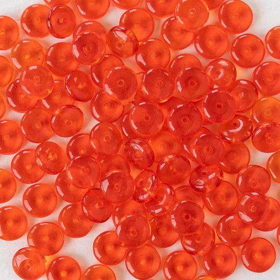 8mm Rondelle Beads - Orange Hyacinth - 30 Beads