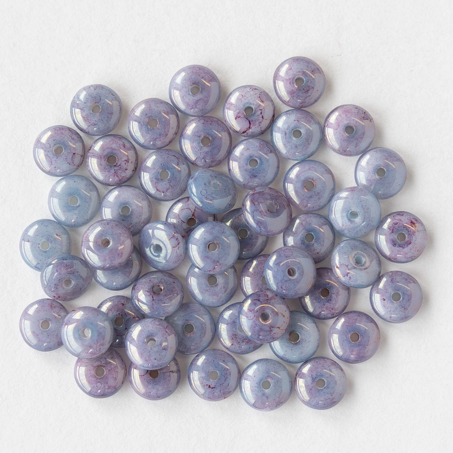 6mm Rondelle Beads - Marbled Lavender Luster - 50 Beads