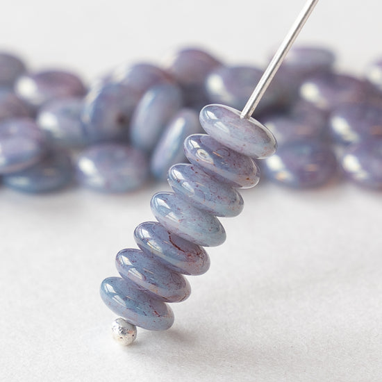 6mm Rondelle Beads - Marbled Lavender Luster - 50 Beads