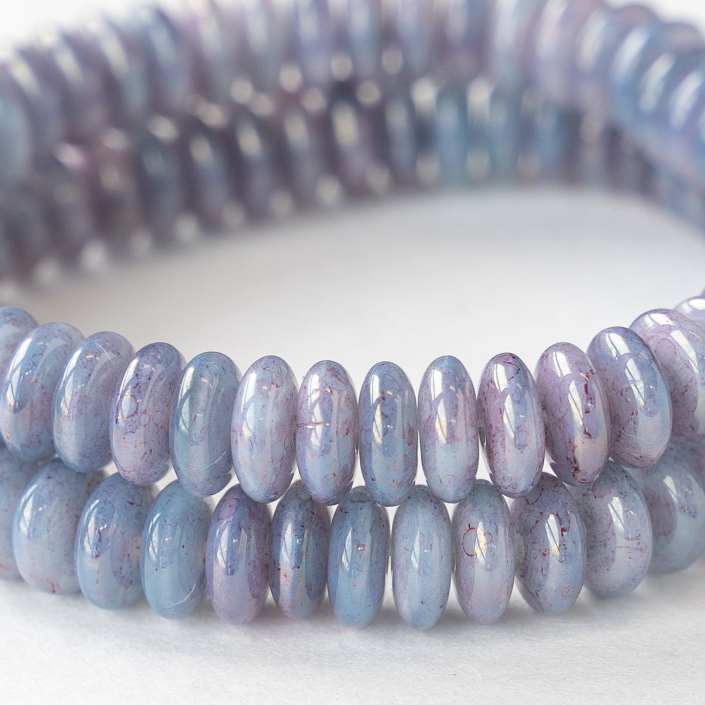 6mm Rondelle Beads - Marbled Lavender Luster - 50 Beads