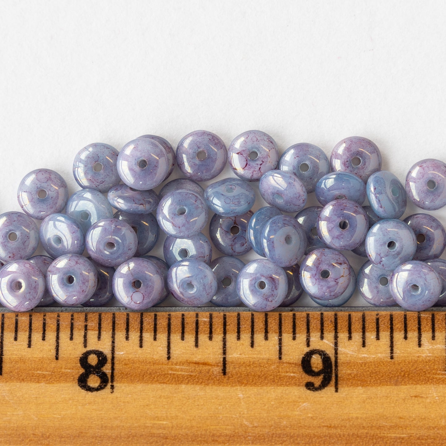 6mm Rondelle Beads - Marbled Lavender Luster - 50 Beads