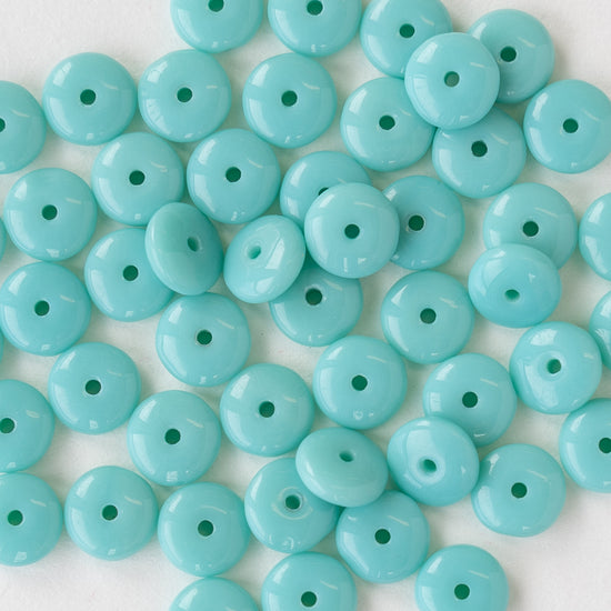 6mm Rondelle Beads - Opaque Blue Turquoise - 50 Beads