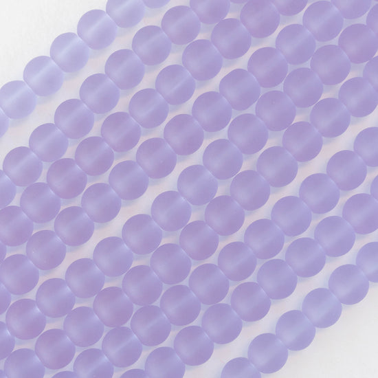 6mm Frosted Glass Round Beads - Frosted Lavender - 16 Inches