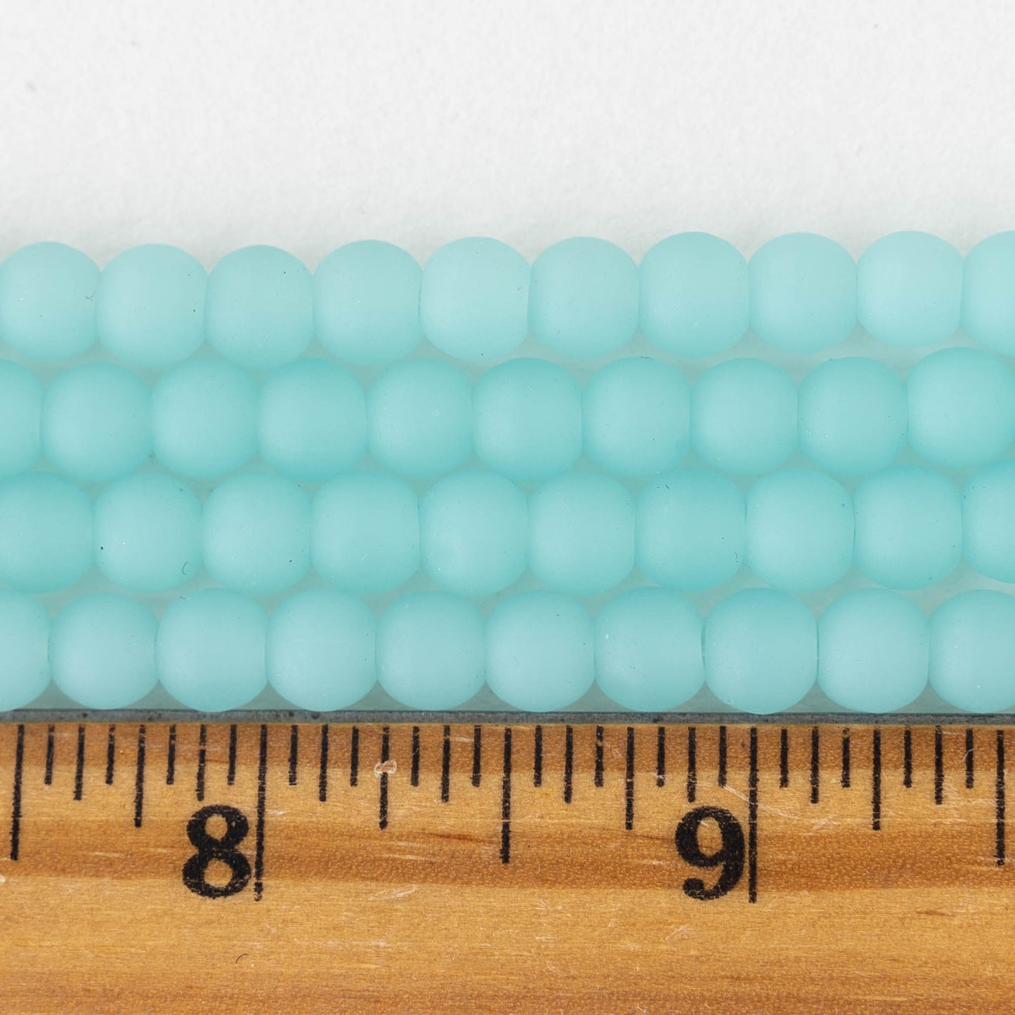 6mm Frosted Glass Rounds -  Opaque Light Aqua - 16 Inches