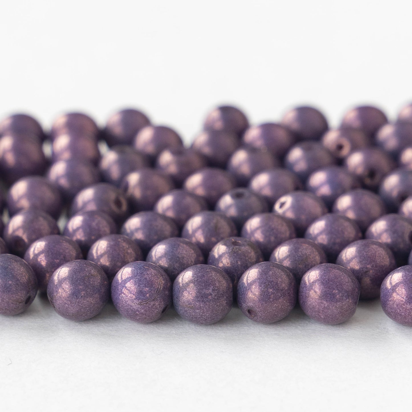 6mm Round Glass Beads - Dark Purple - 50 Beads