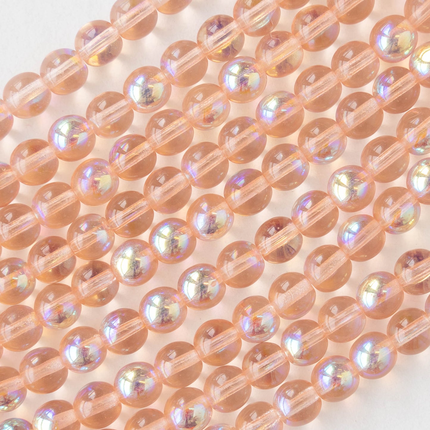 5mm Round Glass Beads - Rosaline Shimmer AB - 50 Beads