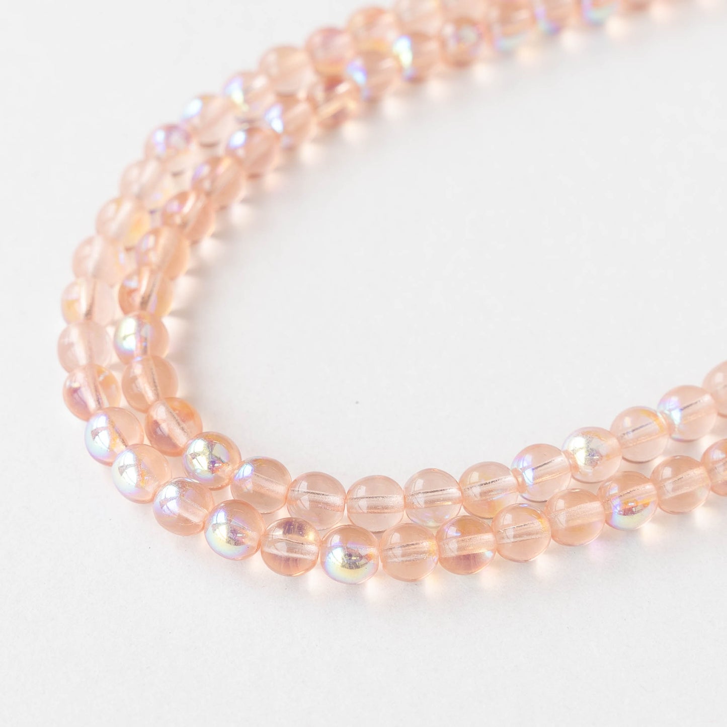 5mm Round Glass Beads - Rosaline Shimmer AB - 50 Beads