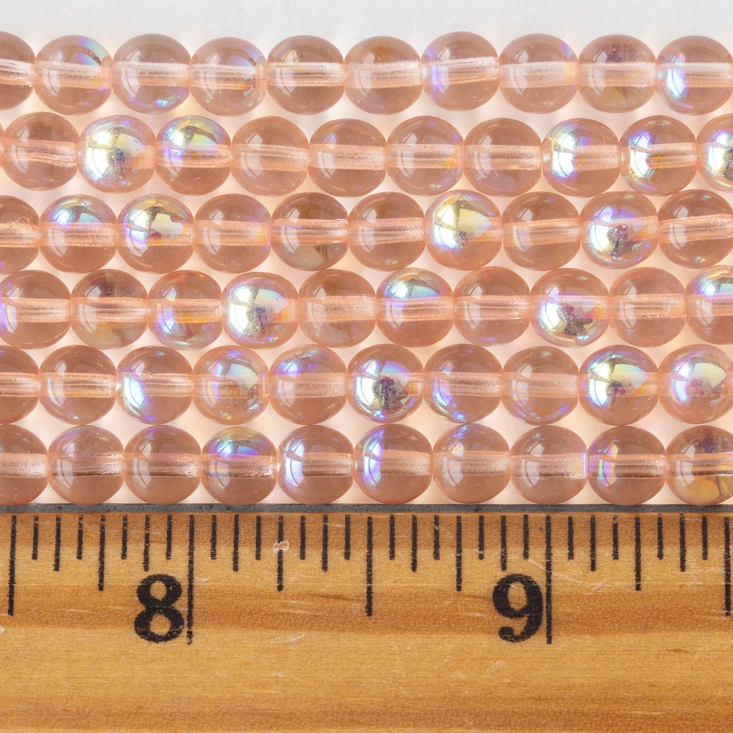 5mm Round Glass Beads - Rosaline Shimmer AB - 50 Beads