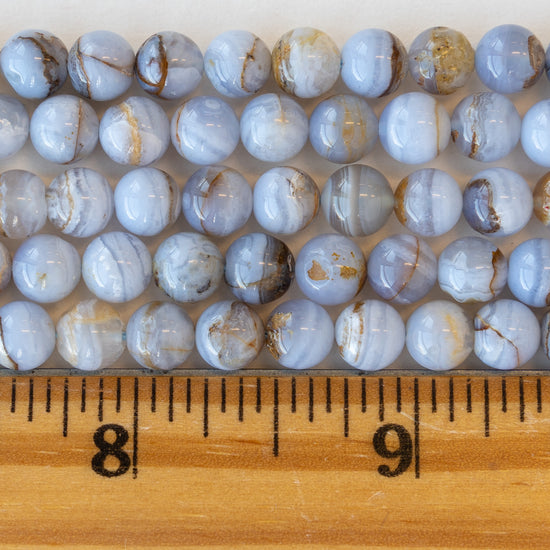 Load image into Gallery viewer, 6mm Round Blue Lace Agate Gemstone - 16 Inches
