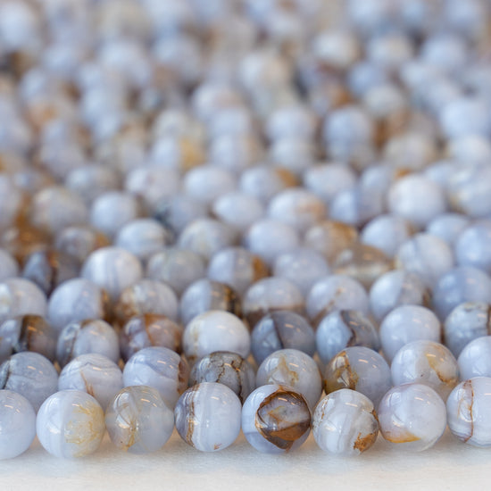 6mm Round Blue Lace Agate Gemstone - 16 Inches
