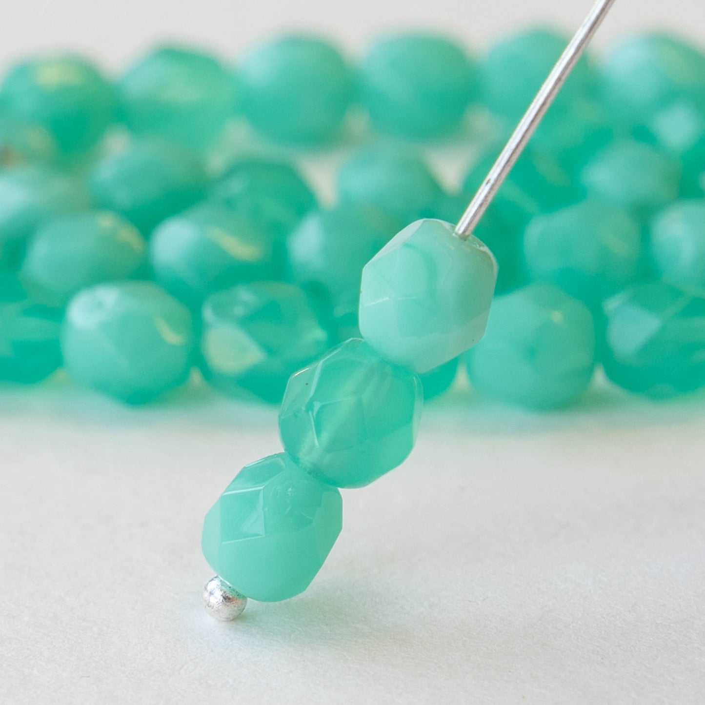 Load image into Gallery viewer, 6mm Round Firepolished Beads - Seafoam Opaline - 25 beads
