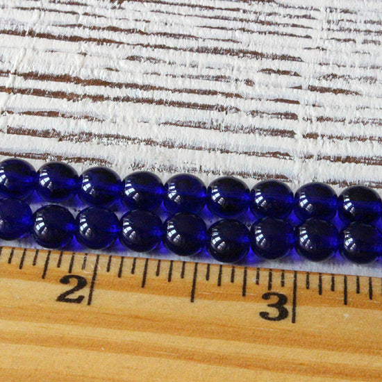 6mm Round Glass Beads - Cobalt - 100 Beads