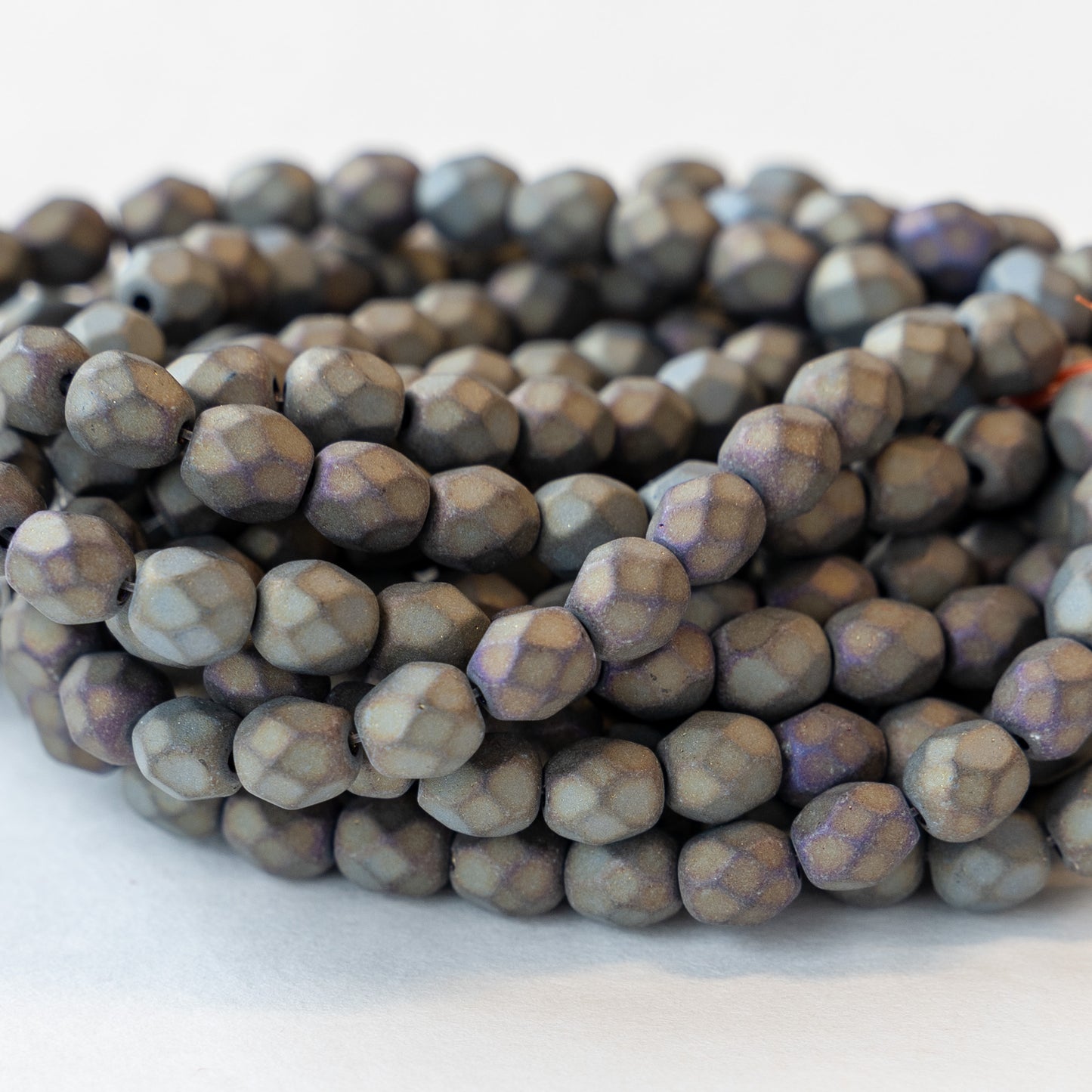 6mm Round Firepolished Beads - Matte Gunmetal Mix - 50 Beads