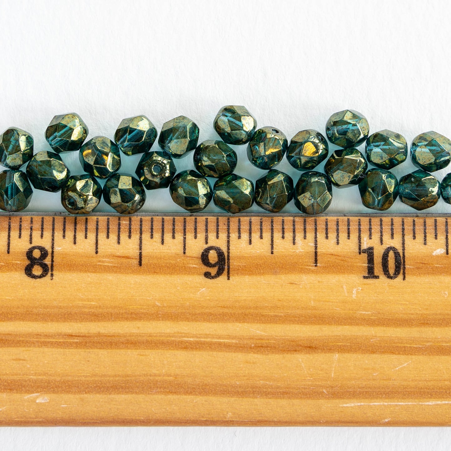 Load image into Gallery viewer, 6mm Round Firepolished Beads - Deep Teal with Luster Finish - 50 Beads
