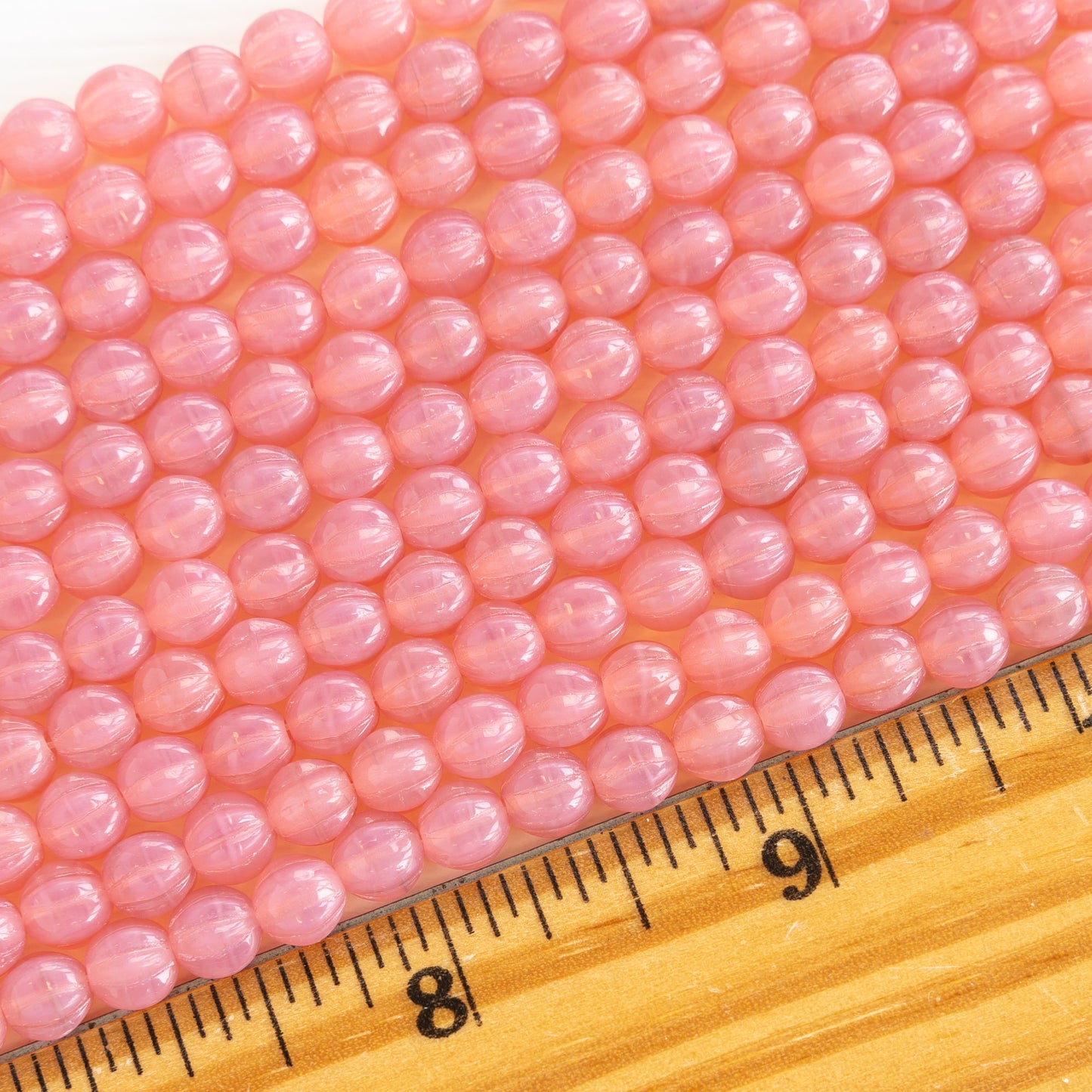 Load image into Gallery viewer, 6mm Glass Melon Beads - Opaline Pink Rose - 40 Beads

