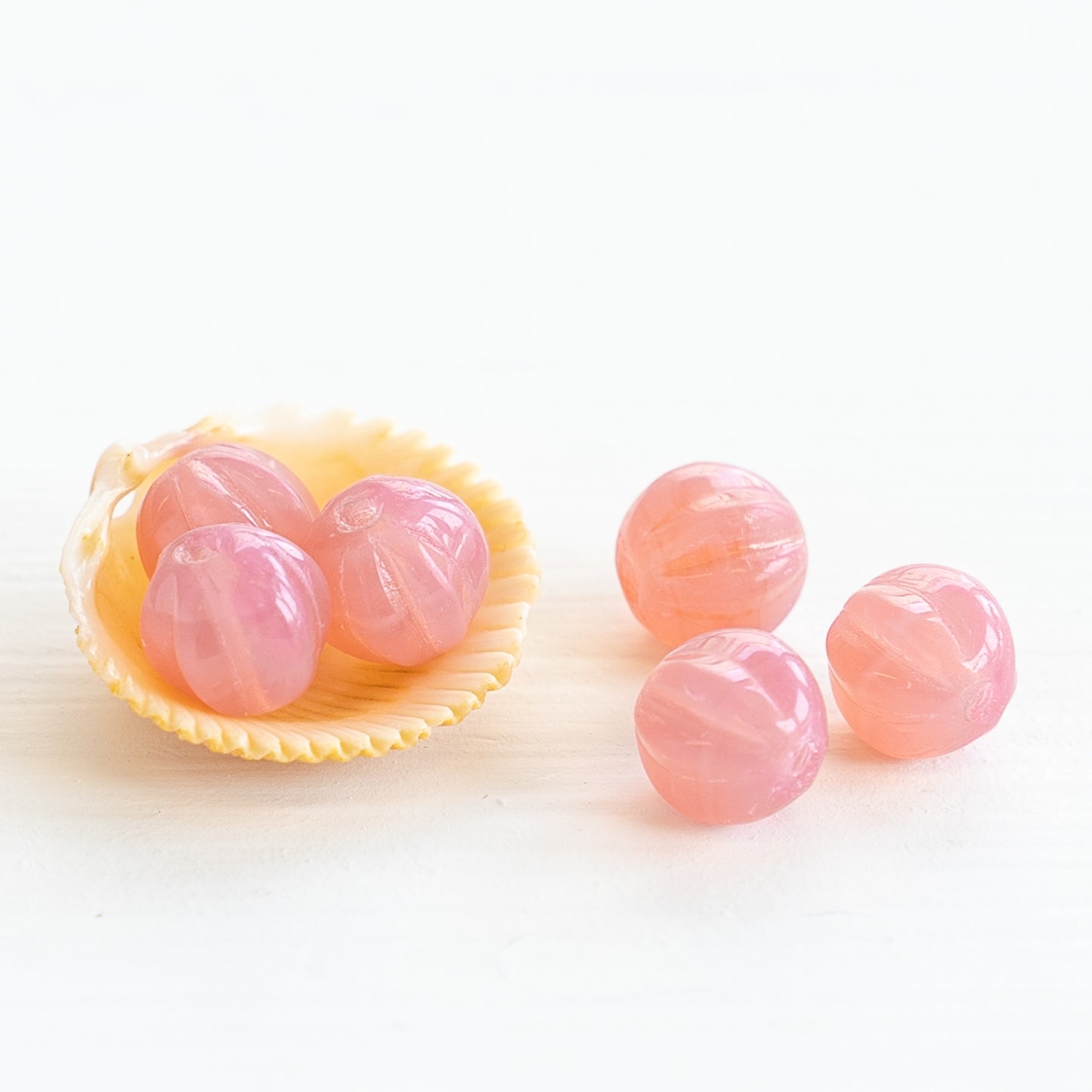 Load image into Gallery viewer, 6mm Glass Melon Beads - Opaline Pink Rose - 40 Beads
