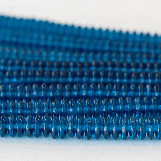 6mm Rondelle Beads - Capri Blue - 100 Beads